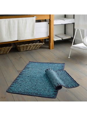 Dekoreko Alanur Home Paris Şönil Dokuma 2'li Banyo Paspası Eskitme Turkuaz