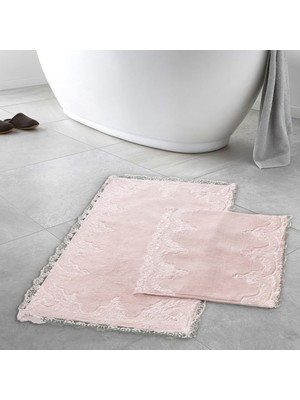 Dekoreko Alanur Home Mihrimah Dantelli Pamuklu 2'li Banyo Banyo Paspası Pudra