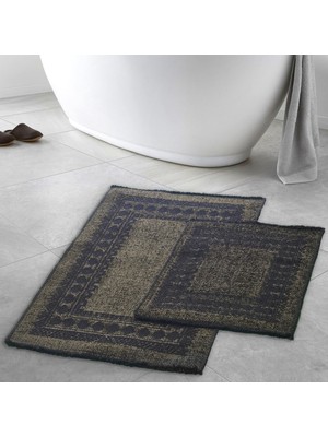 Dekoreko Alanur Home Venedik Şönil Dokuma 2'li Banyo Paspası Eskitme Yeşil