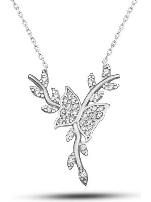 Inure Jewelry Gümüş Daldaki Kelebek Kadın Kolye