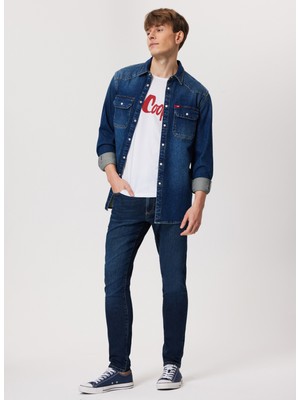 Lee Cooper Jeff Normal Bel Dar Kesim Çok Dar Paça Mavi Erkek Jean Pantolon