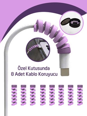 Hoffice Spiral Kablo Koruyucu Set Şarj Cihazı Kablosu Koruyucu & Kulaklık Kablosu Koruyucu (8 Adet)