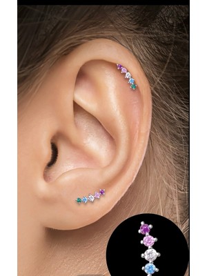 By Dilek Çetin Accessory Çelik Multicolor Tragus Helix PIERCING(1ADET)