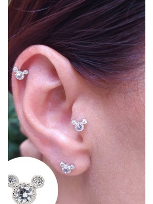 By Dilek Çetin Accessory Çelik Cerrahi Mickey Mause Taşlı Kıkırdak Helix Tragus Piercing (1AD)