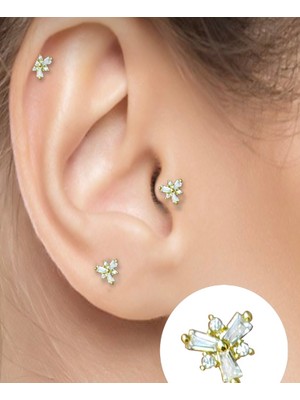 By Dilek Çetin Accessory Cerrahi Çelik Kutupyıldızı Figürlü Kıkırdak Helix Tragus Piercing (1AD)