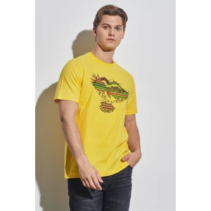 Regular Fit Normal Kesim %100 Pamuk Bisiklet Yaka Sarı Tişört