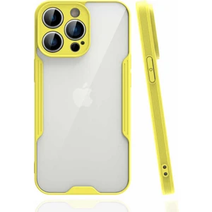 Kzy Apple iPhone 14 Pro Max ile Uyumlu Kılıf Kamera Korumalı Colorful Silikon Kapak - Sarı