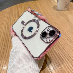 iPhone 14 Plus Kılıf Magsafe Şarj Özellikli Kamera ve Lens Korumalı Esnek Silikon Dempre Case