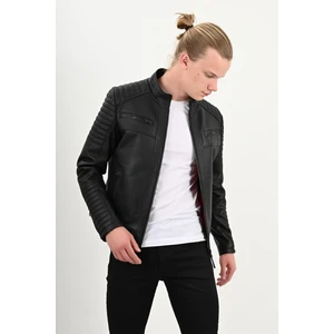 Sandor Hakiki Deri Fermuarlı Siyah Ceket Erkek