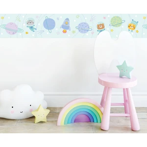 Uzay Yolculuğu Sticker Duvar Bordürü, Gezegen, Astronot Duvar Sticker, Bebek Çocuk Odası Çıkartması