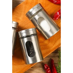 Rossel Premium Metal Kaplamalı Cam Tuz-Biber-Baharat Kabı 2'li
