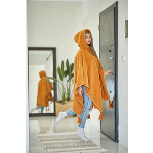 Softline Peluş Wellsoft Kapüşonlu Püsküllü Panço