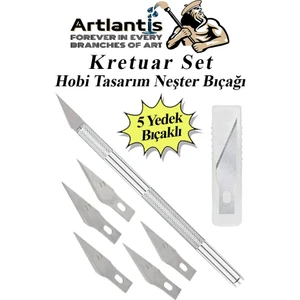 Kretuar Bıçağı 5 Yedek Bıçaklı 1 Paket Hobi Maket Tasarım Neşteri Çelik Alaşımlı Paslanmaz Hassas Kesim Bıçağı 25 Dereceli