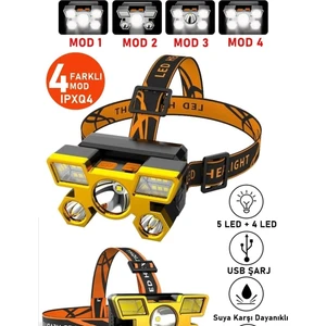 Cadde Outlet Süper Ultra Güçlü Kafa Feneri Avcı Feneri Balıkçı Kamp El Feneri LED Şarjlı Cree 5 LED 120W