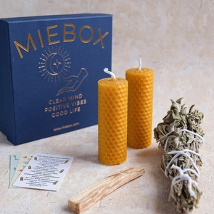 MIEBOX Arınma ve Enerji Seti %100 Doğal (Palo Santo Tütsü + Balmumu Mum + Adaçayı Tütsüsü)