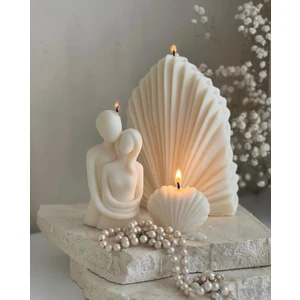 Ersu Store Palm Sarılan Çift ( Sevgili ) Istiridye Vanilya Kokulu Mum Set