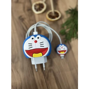 Sevimli Silikon Şarj Başlığı ve Kablo Koruyucu 2li Set Doraemon
