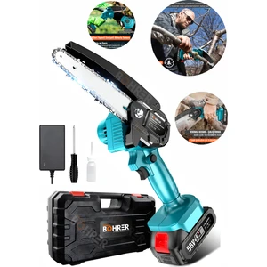 58VF 5AH 6'' 20 cm Pala Dark Blue Şarjlı Çift Akülü Mini Zincirli Budama Testere Makinesi
