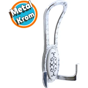Mobilya Portmanto Vestiyer Duvar Askısı Metal Dolap Elbise Askılığı Krom Beyaz Desenli