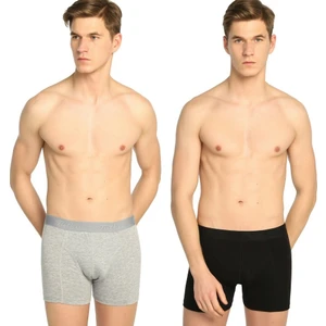 Erkek Elastan Likralı Boxer 6'lı Paket (3 Siyah - 3 Gri)