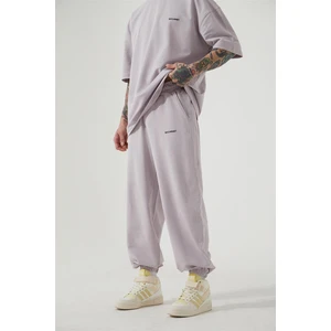Oversıze Basıc Paça Lasiktli Jogger Eşofman Açık Gri