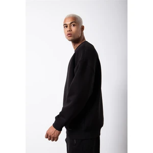Oversize Bisiklet Yaka Basic Sweatshirt Siyah