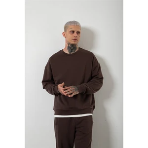 Oversize Şardonsuz Basic Sweatshirt Coffee