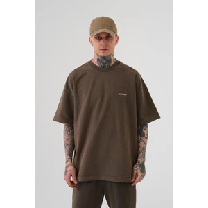 Oversıze Yıkamalı Luxury Basıc T-Shırt Kahve