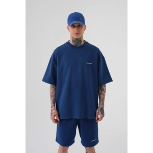 Oversıze Yıkamalı Luxury Basıc T-Shırt Lacivert