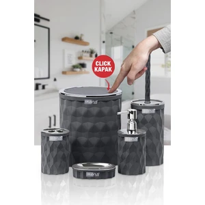 Okyanus Home Diamond Antrasit Kromlu Click Kapak 5'li Banyo Seti