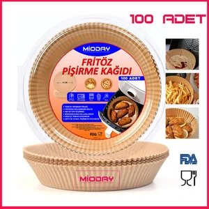 100 Adet Air Fryer Fritöz Pişirme Kağıdı Yağlı Kağıt Her Marka Uyumlu
