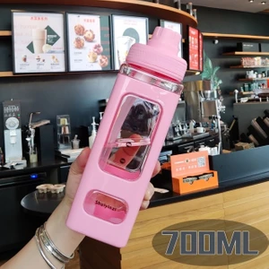 700ML Kawaii Ayı Su Şişesi Kızlar Için Samanlı Kızlar Sevimli Okul Içme Şişesi Çocuklar Plastik Suyu Çay Bardakları Bpa Bedava Kupa (Yurt Dışından)