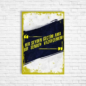 Trend Poster Sarı Lacivert Retro Ahşap Poster