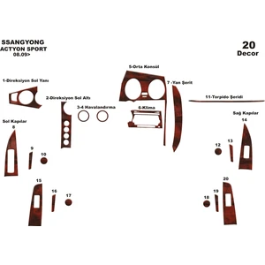 meriç cockpit design Meriç® Ssangyong Actyon Sport Ön Torpido Kaplama Maun 20 Parça 2009-›