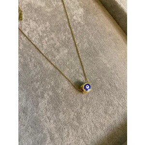 Ni Aksesuar Kararmaz Çelik Dört Renkli Nazar Boncuklu Altın Sarı Kolye