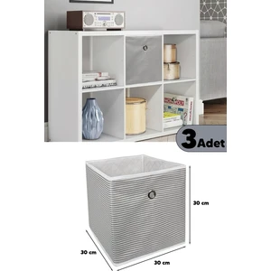 Pazar Kapısı 3 Adet Raf Organizer Saklama Kutusu Gri 30 x 30 x 30
