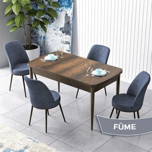 Concept Zen Serisi Açılabilir  Barok Ahşap Desen Mdf 80X132 Mutfak Masası Takımı 4 Adet Sandalye