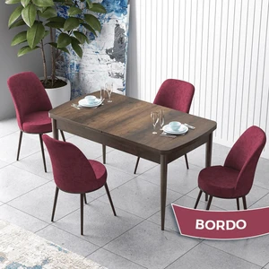 Concept Zen Serisi Açılabilir  Barok Ahşap Desen Mdf 80X132 Mutfak Masası Takımı 4 Adet Sandalye