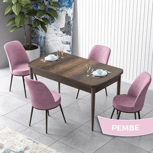 Concept Zen Serisi Açılabilir  Barok Ahşap Desen Mdf 80X132 Mutfak Masası Takımı 4 Adet Sandalye