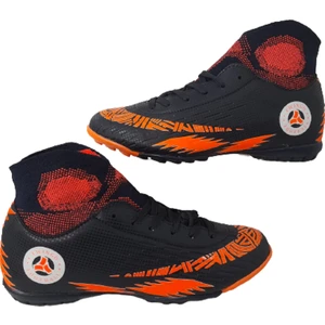 Erkek Lacivert-Turuncu Bilekli Çoraplı Halı Saha Için Futbol Ayakkabısı