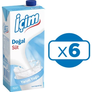 Içim Yarım Yağlı Süt 1 Lt x 6 Adet