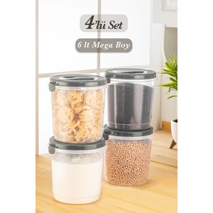 Meleni Home 4'lü Set Un Makarna Bakliyat Saklama Kabı – Şeffaf Saklama Kutusu 4 x 6 Lt