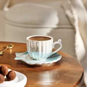 Istiridye 2 Kişilik Porselen Kahve Fincanı Takımı Mavi 90 Ml