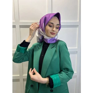 Eflatun Scarf Dijital Baskı Renkli Rayon Eşarp 00749