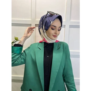 Eflatun Scarf Dijital Baskı Renkli Rayon Eşarp 00749