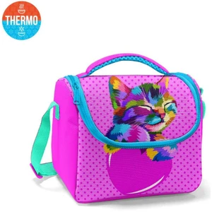 Coral High Kids Pembe Mavi Kedi Desenli Thermo Beslenme Çantası 11838