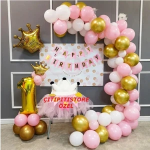 Çıtı Pıtı Store Kral Taçlı 1 Yaş Doğum Günü Balon Seti