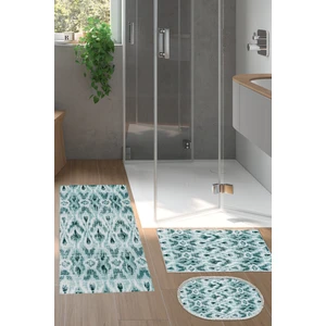 Kaymaz Taban Djt 3'lü Banyo Paspas Takımı Trend Karışık Iskandinav F5136 Turkuaz