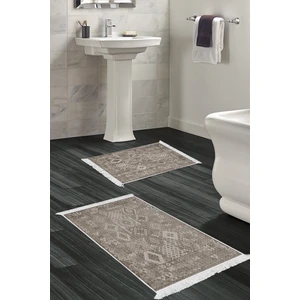 Kaymaz Taban Djt 2'li Banyo Paspas Takımı Trend Saçaklı Iskandinav F5137 Kahve