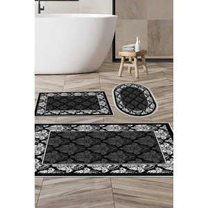 Kaymaz Taban Djt 3'lü Banyo Paspas Takımı Trend Karışık Modern 700M Siyah